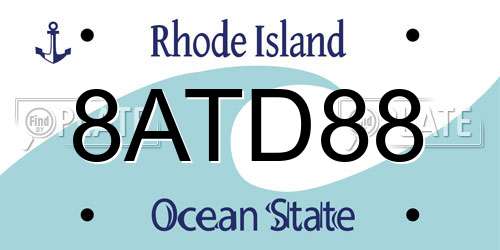 8ATD88 Rhode Island License Plate
