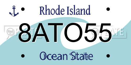 8ATO55 Rhode Island License Plate