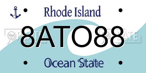 8ATO88 Rhode Island License Plate
