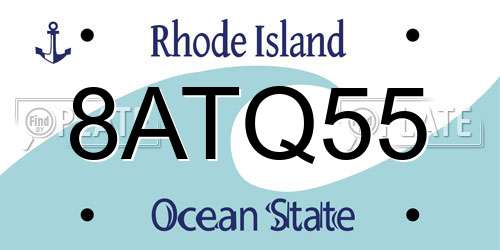 8ATQ55 Rhode Island License Plate