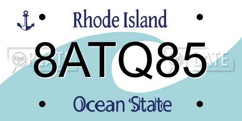 8ATQ85 Rhode Island License Plate