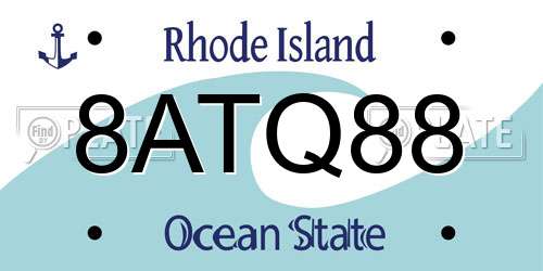 8ATQ88 Rhode Island License Plate