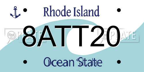 8ATT20 Rhode Island License Plate