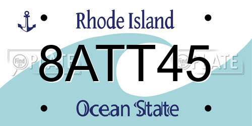 8ATT45 Rhode Island License Plate