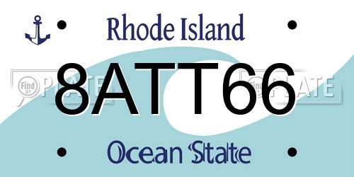 8ATT66 Rhode Island License Plate