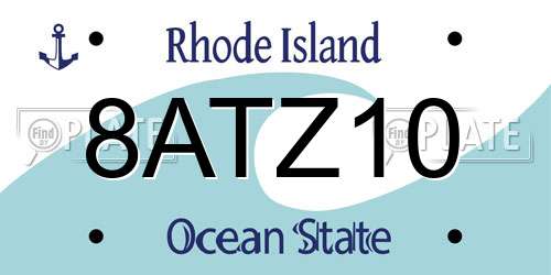 8ATZ10 Rhode Island License Plate