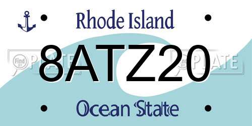 8ATZ20 Rhode Island License Plate
