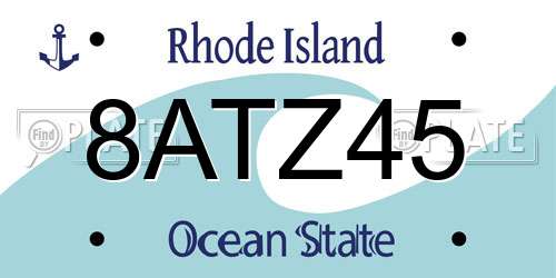 8ATZ45 Rhode Island License Plate