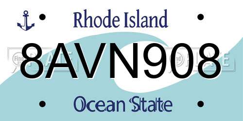 8AVN908 Rhode Island License Plate
