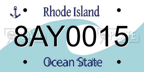 8AY0015 Rhode Island License Plate