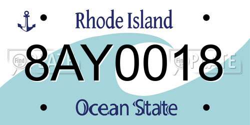 8AY0018 Rhode Island License Plate
