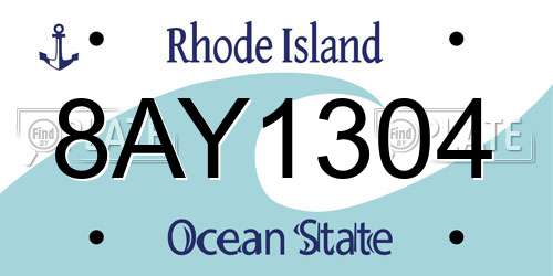 8AY1304 Rhode Island License Plate