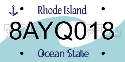 8AYQ018 Rhode Island License Plate