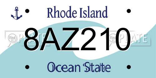 8AZ210 Rhode Island License Plate