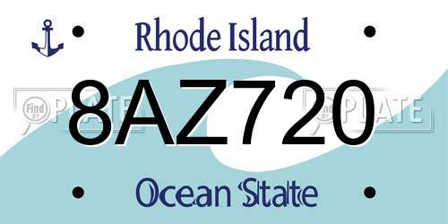 8AZ720 Rhode Island License Plate