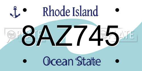 8AZ745 Rhode Island License Plate
