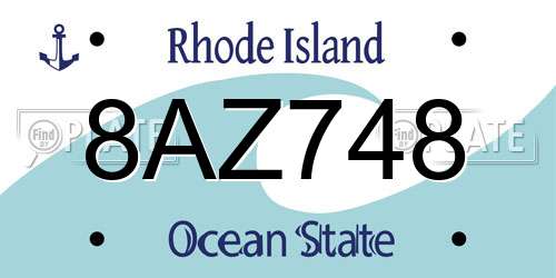 8AZ748 Rhode Island License Plate