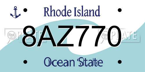 8AZ770 Rhode Island License Plate