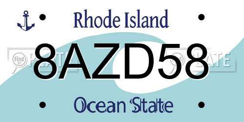 8AZD58 Rhode Island License Plate