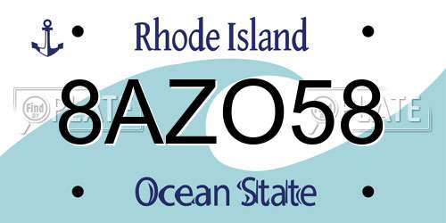 8AZO58 Rhode Island License Plate