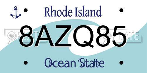 8AZQ85 Rhode Island License Plate