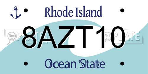 8AZT10 Rhode Island License Plate