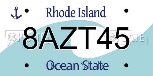 8AZT45 Rhode Island License Plate