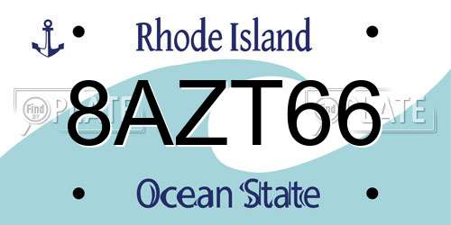 8AZT66 Rhode Island License Plate