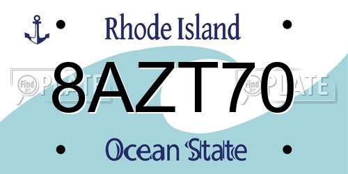 8AZT70 Rhode Island License Plate