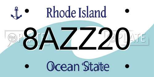 8AZZ20 Rhode Island License Plate