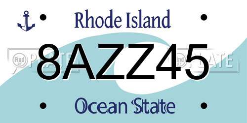 8AZZ45 Rhode Island License Plate