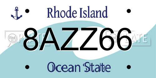 8AZZ66 Rhode Island License Plate