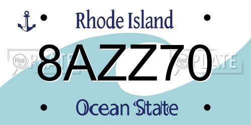 8AZZ70 Rhode Island License Plate