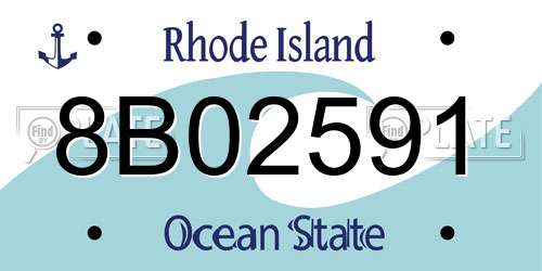 8B02591 Rhode Island License Plate