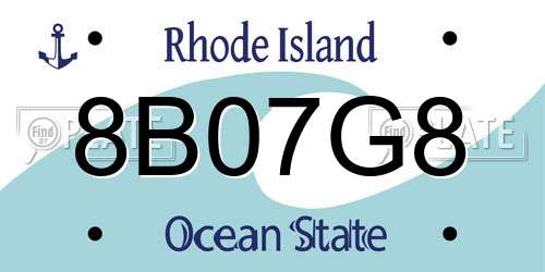 8B07G8 Rhode Island License Plate