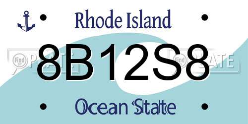 8B12S8 Rhode Island License Plate