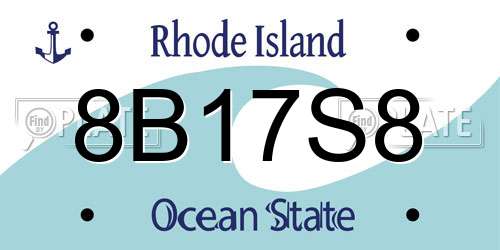 8B17S8 Rhode Island License Plate