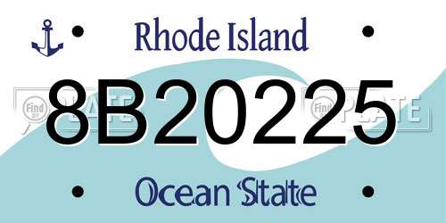 8B20225 Rhode Island License Plate