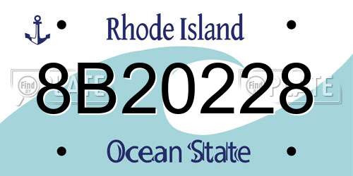 8B20228 Rhode Island License Plate