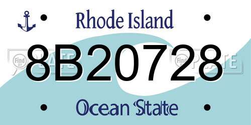 8B20728 Rhode Island License Plate