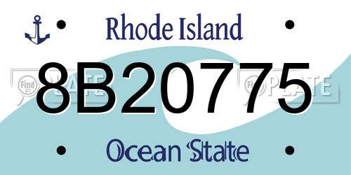 8B20775 Rhode Island License Plate
