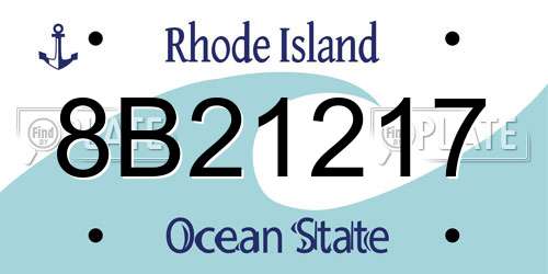 8B21217 Rhode Island License Plate