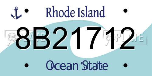 8B21712 Rhode Island License Plate