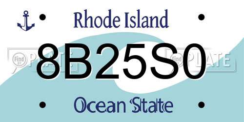 8B25S0 Rhode Island License Plate