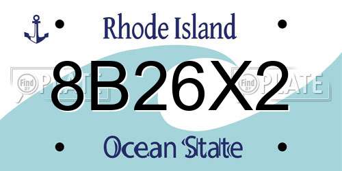 8B26X2 Rhode Island License Plate