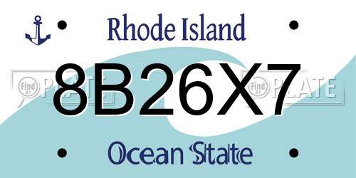 8B26X7 Rhode Island License Plate
