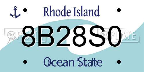 8B28S0 Rhode Island License Plate
