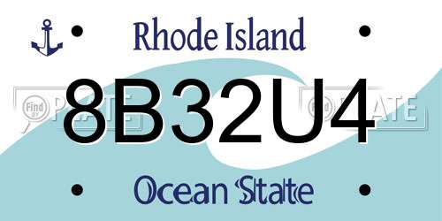 8B32U4 Rhode Island License Plate