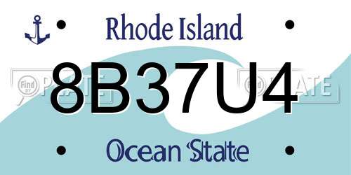 8B37U4 Rhode Island License Plate