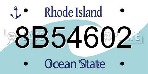 8B54602 Rhode Island License Plate